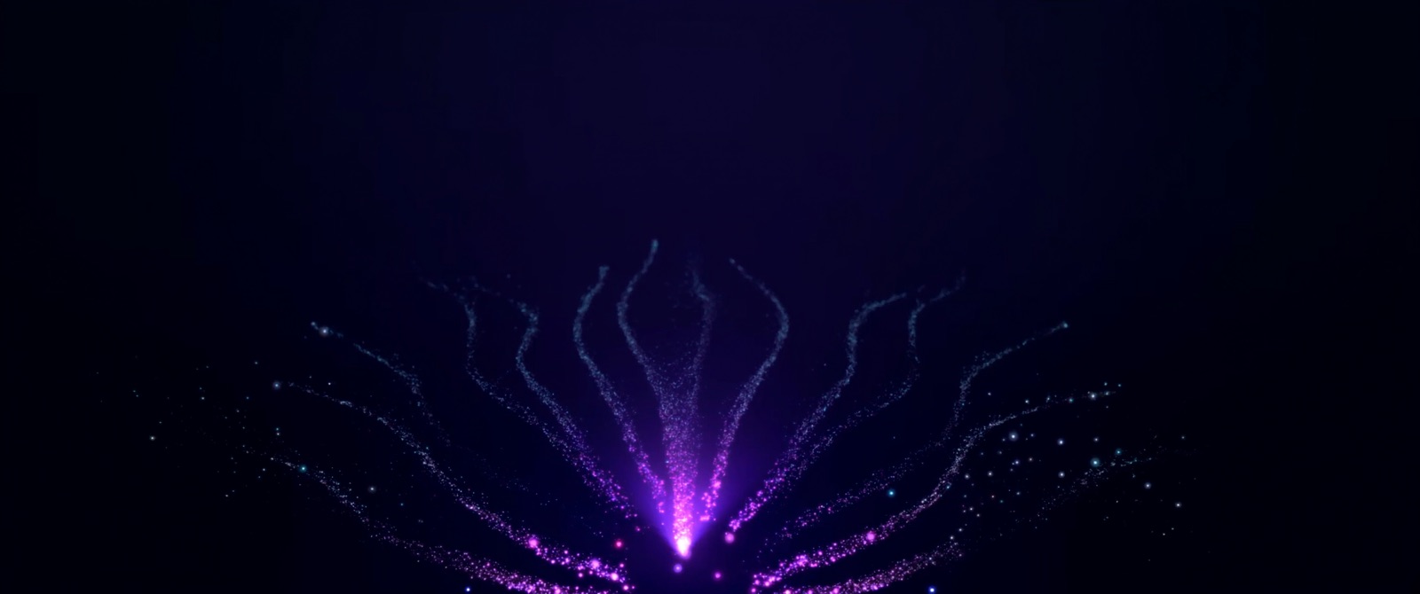 Abstract visualization of a single point of light multiplying exponentially into many particles